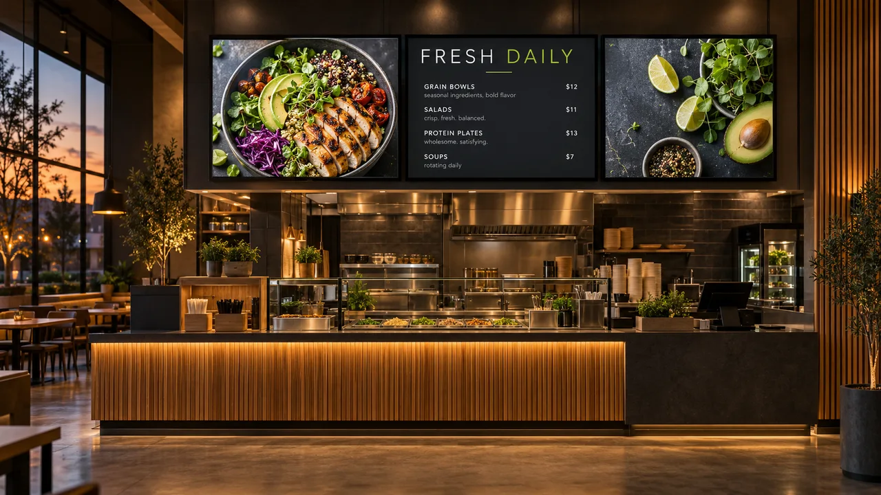 Concept restaurant menu board installation